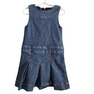 Jacadi Paris Cotton Spandex Sleeveless Denim Jumper Dress Size 8Y